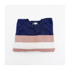 Madewell Banded Long Sleeve Crew Neck Sweater SZ S Navy